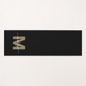Tapis De Yoga Monogramme Initial Nom Or Noir Moderne Élégant (Devant (Horizontal))