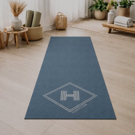 Tapis de Yoga | Monogramme Initiale Géométrique Mo