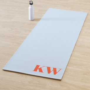 Tapis De Yoga Monogramme initiales personnalisées bleu orange mo