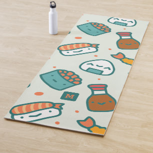 Tapis De Yoga Monogramme Kawaii Cute Japonais Sushi Motif