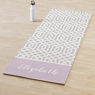Tapis De Yoga Monogramme Lilac et Grey Trellis Couleurs modifi