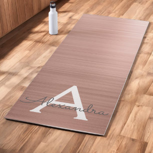 Tapis De Yoga Monogramme métallique rose or rose glam