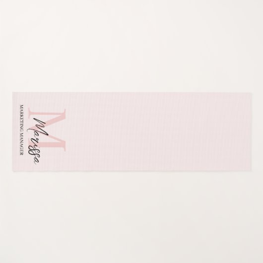 Tapis De Yoga Monogramme minimal initial et nom Pastel rose (Devant (Horizontal))