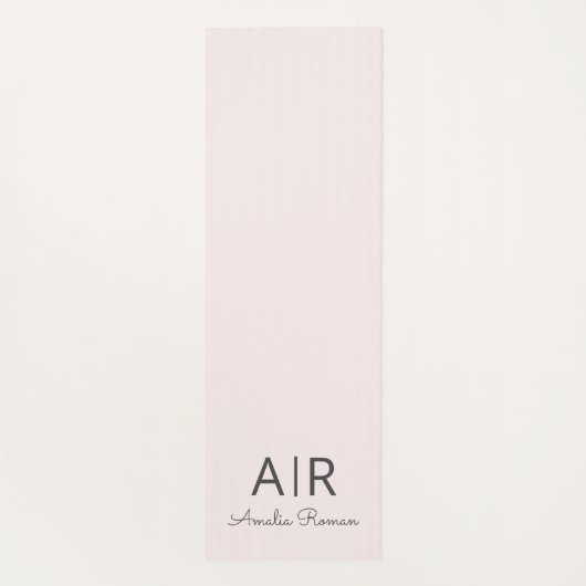 Tapis De Yoga Monogramme minimal initial et nom Pastel rose (Dos)