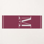 Tapis De Yoga Monogramme minimal noir bordeaux et blanc (Devant (Horizontal))