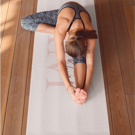 Tapis De Yoga "Monogramme minimaliste personnalisé Pastel rose