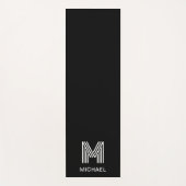 Tapis De Yoga Monogramme moderne élégant Simple Clair Noir (Devant)