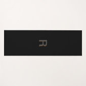 Tapis De Yoga Monogramme Moderne Élégant Yoga Noir Mat (Devant (Horizontal))