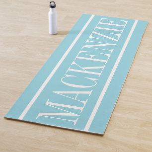 Tapis De Yoga Monogramme Moderne Minimaliste Aqua Blanc