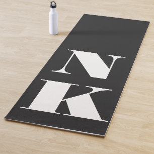 Tapis De Yoga Monogramme moderne minimaliste Noir Élégant Initia