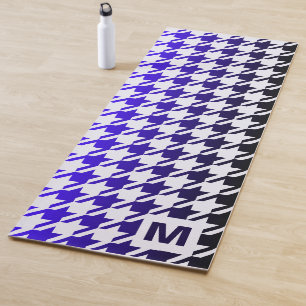 Tapis De Yoga Monogramme moderne Motif Houndstooth Blue Gradient