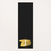 Tapis De Yoga Monogramme moderne noir et or (Devant)