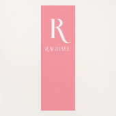 Tapis De Yoga Monogramme moderne Nom Rose élégant (Devant)