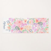 Tapis De Yoga monogramme moderne pastel floral aquarelle nom (Devant (Horizontal))