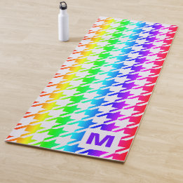 Tapis De Yoga Monogramme moderne Rainbow Ombre Houndstooth Motif