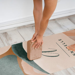 Tapis De Yoga Monogramme moderne rouille vert abstrait chic y