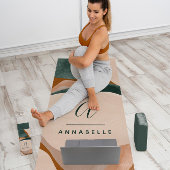 Tapis De Yoga Monogramme moderne rouille vert abstrait chic y