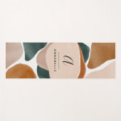 Tapis De Yoga Monogramme moderne vert rouille abstrait élégant (Devant (Horizontal))