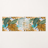 Tapis De Yoga Monogramme Motif de feuille végétale de feuillage  (Devant (Horizontal))