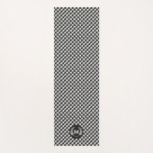 Tapis De Yoga Monogramme. Motif de Houndstooth noir et blanc. (Devant)