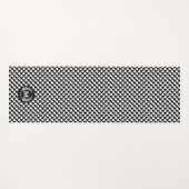 Tapis De Yoga Monogramme. Motif de Houndstooth noir et blanc. (Devant (Horizontal))