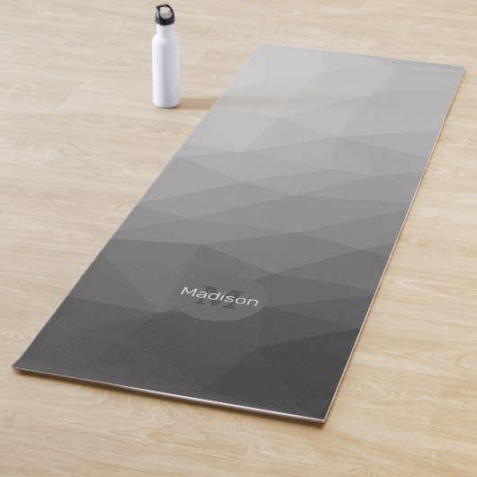 Tapis De Yoga Monogramme Motif géométrique Gris Gradient (En situation)