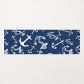 Tapis De Yoga Monogramme nautique Ancre bleu marine Motif (Dos (Horizontal))