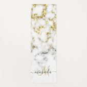 Tapis De Yoga Monogramme noir blanc marbre or brillant (Devant)