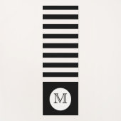 Tapis De Yoga monogramme noir blanc rayures (Devant)