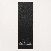 Tapis De Yoga Monogramme noir de parties scintillantes (Devant)
