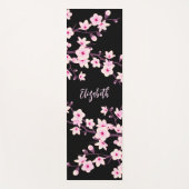Tapis De Yoga Monogramme noir rose Fleur de cerisier (Devant)