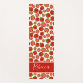 Tapis de Yoga Monogramme Nom Fraises Rouges (Devant)