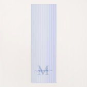 Tapis De Yoga Monogramme Nom Rayures Bleues & Blanches (Devant)
