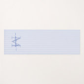 Tapis De Yoga Monogramme Nom Rayures Bleues & Blanches (Devant (Horizontal))