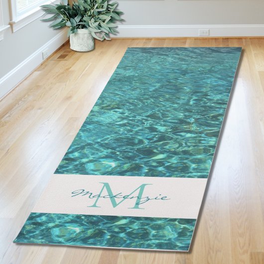 Tapis De Yoga Monogramme Nom Turquoise