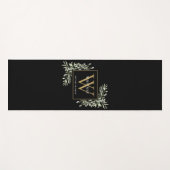 Tapis De Yoga Monogramme Or Elégant Vert Moderne Noir (Devant (Horizontal))