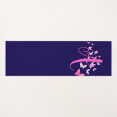 Tapis De Yoga Monogramme Papillon bleu rose (Devant (Horizontal))