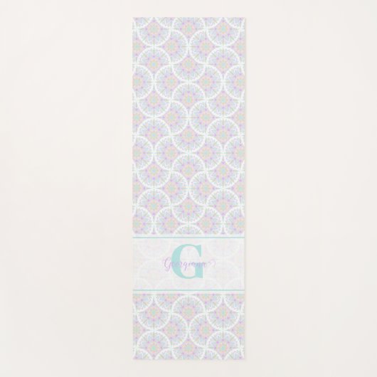 Tapis De Yoga Monogramme Pastel Arc-en-ciel Sundae Mandala Art D (Devant)