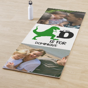 Tapis De Yoga Monogramme personnalisé D pour Dinosaur mignon T R