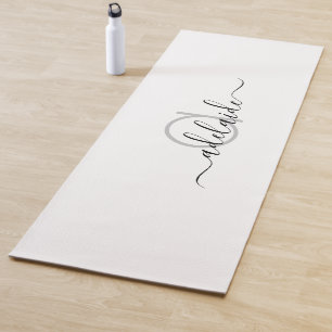 Tapis De Yoga Monogramme personnalisé moderne Noir Blanc Yoga Ma