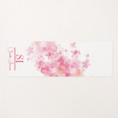Tapis De Yoga Monogramme personnalisé|Nom avec fleurs roses mode (Devant (Horizontal))