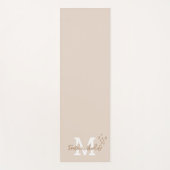 Tapis De Yoga Monogramme personnalisé Nom initial minimal Beige (Devant)