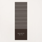 Tapis De Yoga Monogramme rayures horizontales brun & blanc (Devant)