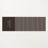 Tapis De Yoga Monogramme rayures horizontales brun & blanc (Devant (Horizontal))