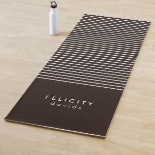 Tapis De Yoga Monogramme rayures horizontales brun & blanc