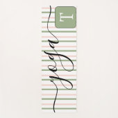 Tapis De Yoga Monogramme Rayures Rose Vert (Devant)
