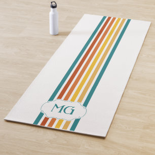 Tapis De Yoga Monogramme Rétro Minimaliste Rayures