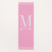 Tapis De Yoga Monogramme rose et blanc doux minimal (Devant)