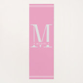 Tapis De Yoga Monogramme rose et blanc doux minimal (Dos)