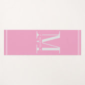 Tapis De Yoga Monogramme rose et blanc doux minimal (Devant (Horizontal))